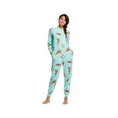 Nick And Nora Sleepware Womans One Piece Footed Zebra Fleece Pajamas Size M